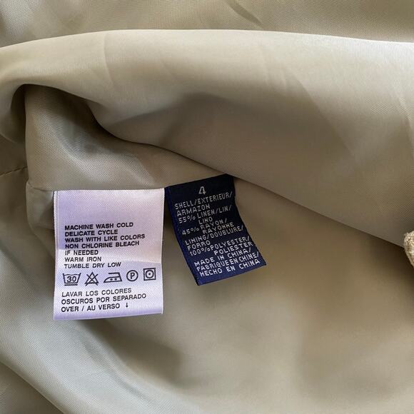 Liz Claiborne LizSport Collared Jacket Sage Green Linen Blend Size 4 - Picture 4 of 8